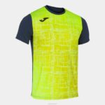 Joma 82P4R674 الأزرق الداكن أصفر فلوري قميص قصير الأكمام النخبة الثامن رجال